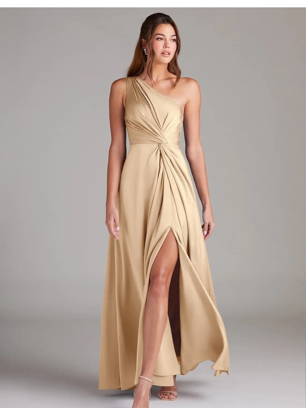 Azazie One Shoulder A-Symmetrical Greek Goddess Inspired Gown